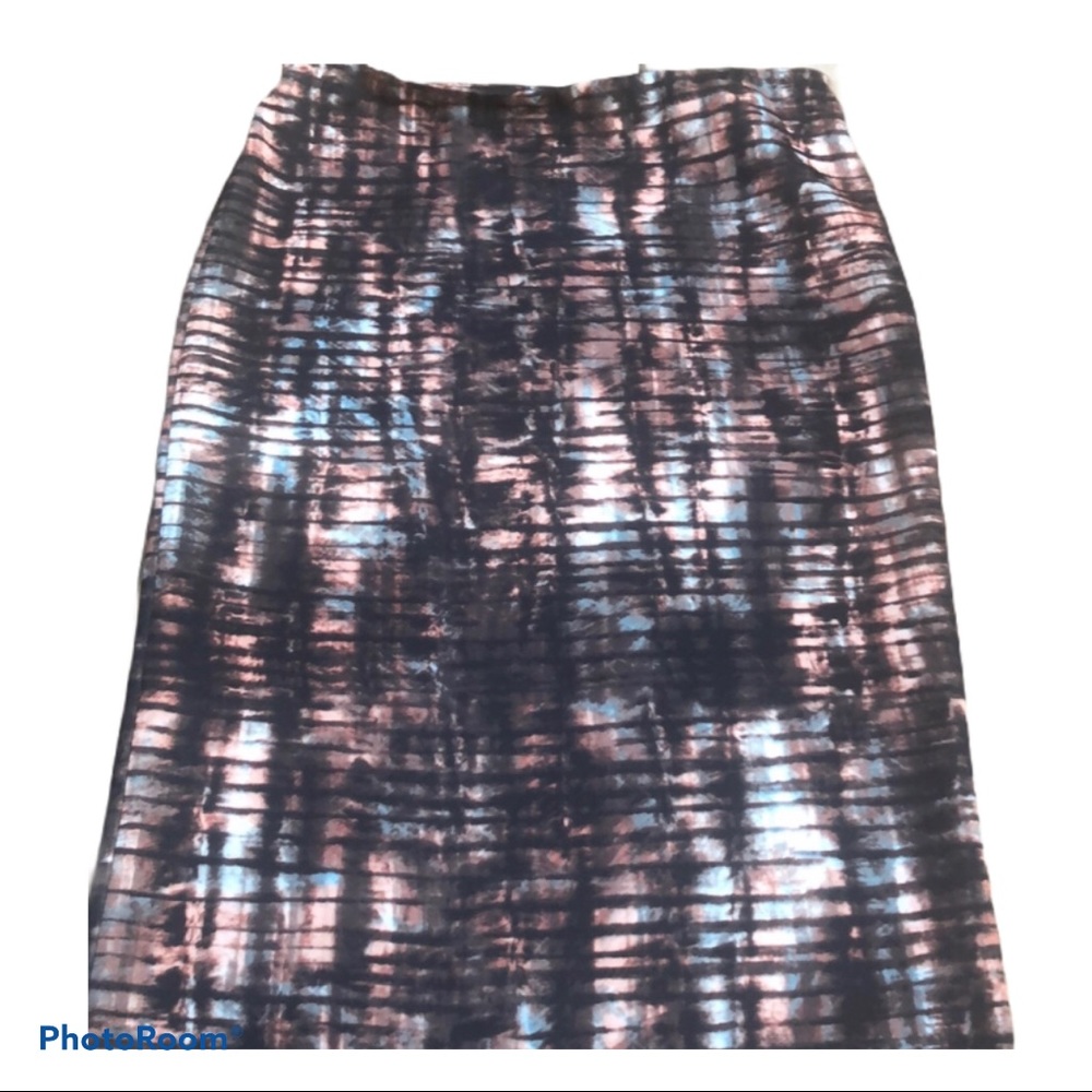Black Brown and Blue Midi Skirt